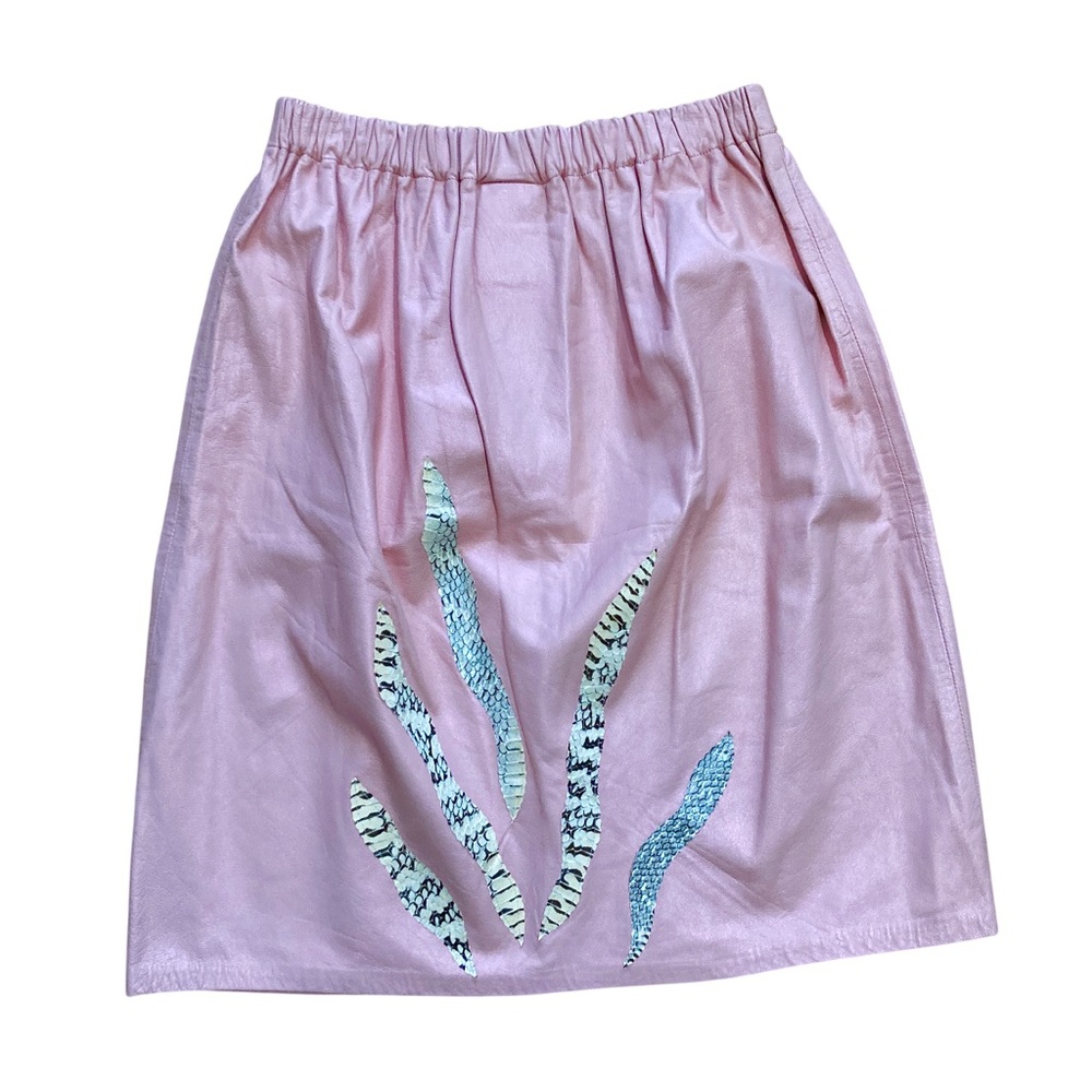 Vintage Cache 100% Leather Pull-on Baby Pink Skirt